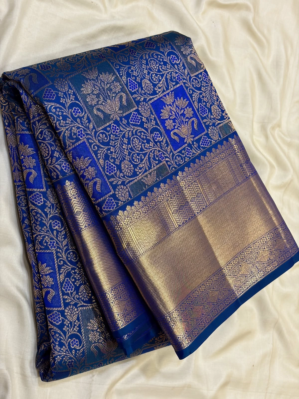 Rich Blue Kanchipuram Handloom Bridal Silk Saree